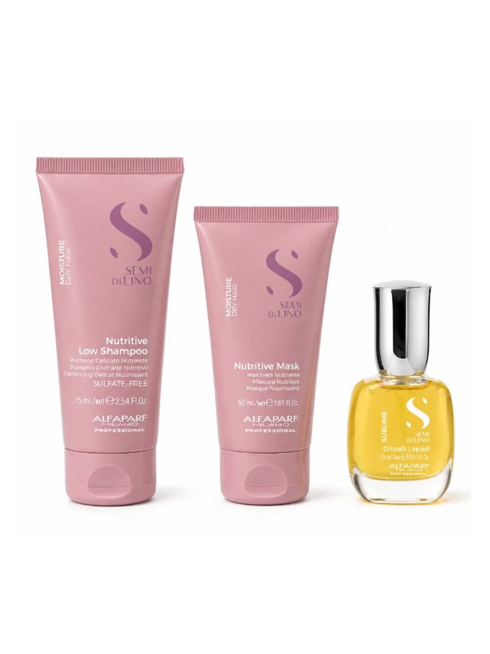 ALFAPARF Milano Semi Di Lino Moisture Kit (Shampoo/Hair Mask/Serum) -TRAVEL SIZE